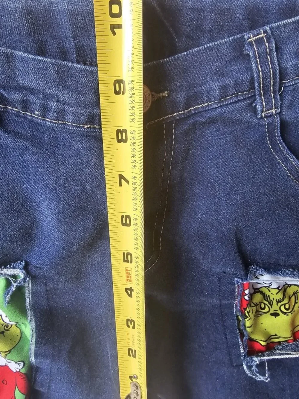UNIQUE Grinch Christmas Kids Teen Blue Jeans SIZE 14-16 TEEN